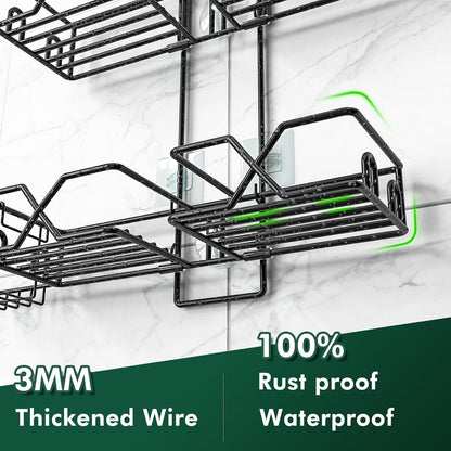 Stainless Steel Hanging Shower Caddy for Handheld Shower Heads,Adjustable Height Extra Long Bathroom Shower Organizer Hanger Rack with Hooks,Soap Holder7
