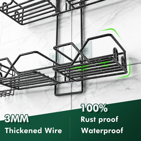 Stainless Steel Hanging Shower Caddy for Handheld Shower Heads,Adjustable Height Extra Long Bathroom Shower Organizer Hanger Rack with Hooks,Soap Holder7