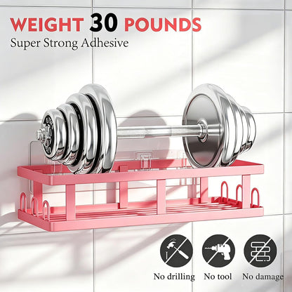 Pink Shower Caddy 6 Pack, Adhesive Shower Shelves6