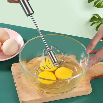 Stainless Steel Semi-Automatic Whisk,Egg Whisk Hand Push Rotary Blender | Versatile Hand Push Mixer Stirrer Tool,For Cooking Kitchen Home Egg Milk,10 Inches4