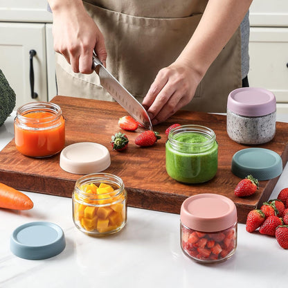 6-Pack 8Oz Glass Jars with Airtight Lids, Overnight Oats Containers with Lids, Wide Mouth Mason Salad Jars, Glass Food Storage Containers for Snacks Yogurt Spice Sugar5