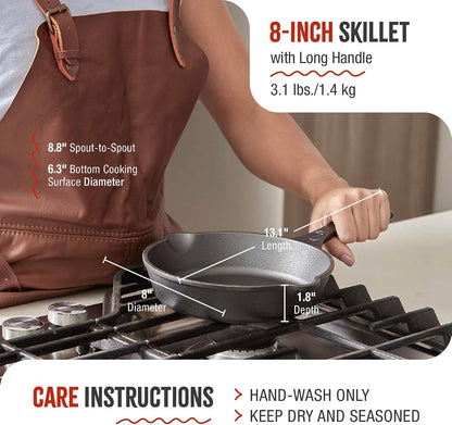 8-Inch Cast Iron Skillet, Pre-Seasoned Cast-Iron Frying Pan with Long Handle, Made in Colombia6