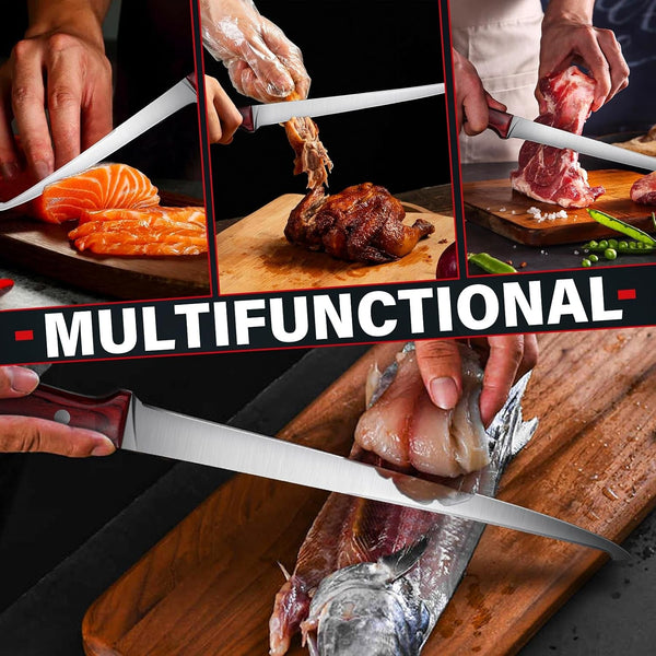 Fillet Knife 9 Inch, Professional Fish Knife for Filleting, Stainless Steel Boning Knife for Meat Cutting, 7 Inch Stainless Steel Japanese Chef Knife5