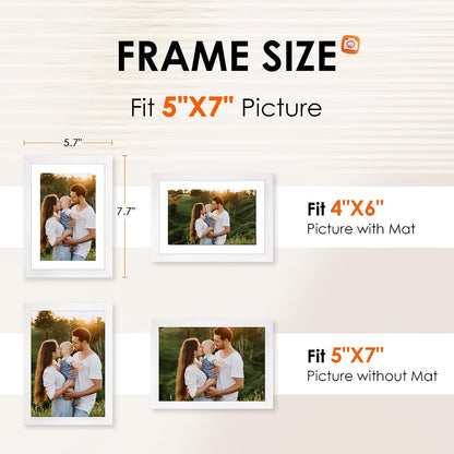 5X7 Picture Frame Bulk-4 Pack, Photo Frame with HD Plexiglass, Display Pictures 4X6 with Mat or 5X7 without Mat, White Picture Frames Collage Wall Decor, Wall & Tabletop Picture Frames2