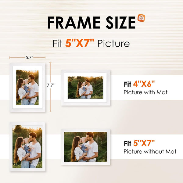 5X7 Picture Frame Bulk-4 Pack, Photo Frame with HD Plexiglass, Display Pictures 4X6 with Mat or 5X7 without Mat, White Picture Frames Collage Wall Decor, Wall & Tabletop Picture Frames2