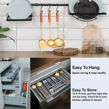 Gold Kitchen Utensils Set Stainless Steel 9 PCS with Wooden Handle5