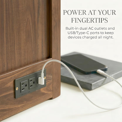 Queen Size Murphy Bed with Charging Station and Storage, Farmhouse Murphy Bed with Foldable Panel for Guest Bedroom, Living Room, Office, Light Walnut9