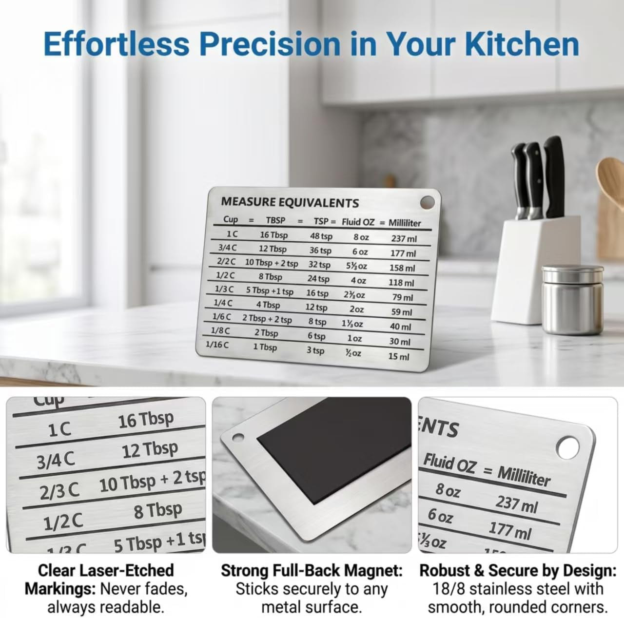 measurement-conversion-chart-with-strong-magnet-backing-stainless-measurement-conversions-for-cups-tablespoons-teaspoons-fluid-oz-and-milliliters-silver