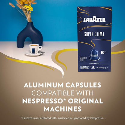 Lavazza Super Crema Aluminum Capsules Compatible with Nespresso* Original Machines, Medium Roast, Arabica and Robusta Blend (10 Capsules)7
