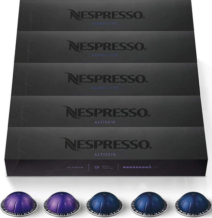 Nespresso Vertuo, Espresso Variety Pack, 50-Count Espresso Coffee Pods | Capsules Medium and Dark Roast Pack of 11
