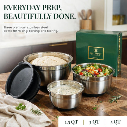 Stainless Steel Mixing Bowls with Airtight Lids Set - Set of 33