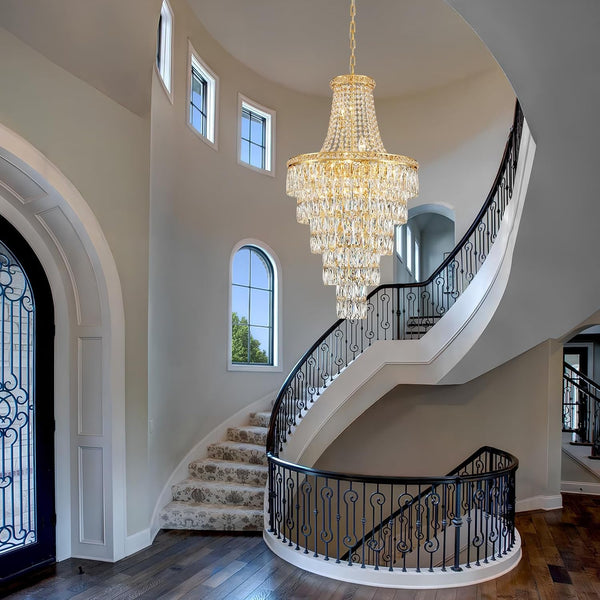 Gold Crystal Chandeliers 13 Lights Luxury Modern Chandelier for High Ceilings Large Pendant Light Fixture Foyer Staircase Hallway Entryway Living Room Hall Lobby 40" H X 21.7" D7