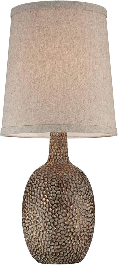 Chalane 23 1/2" High Table Lamps Set of 2 Hammered Bronze Brown Farmhouse | Natural Textured Rustic Antique Bedroom Living Room House Bedside Nightstand Office Home Family Linen Shade5
