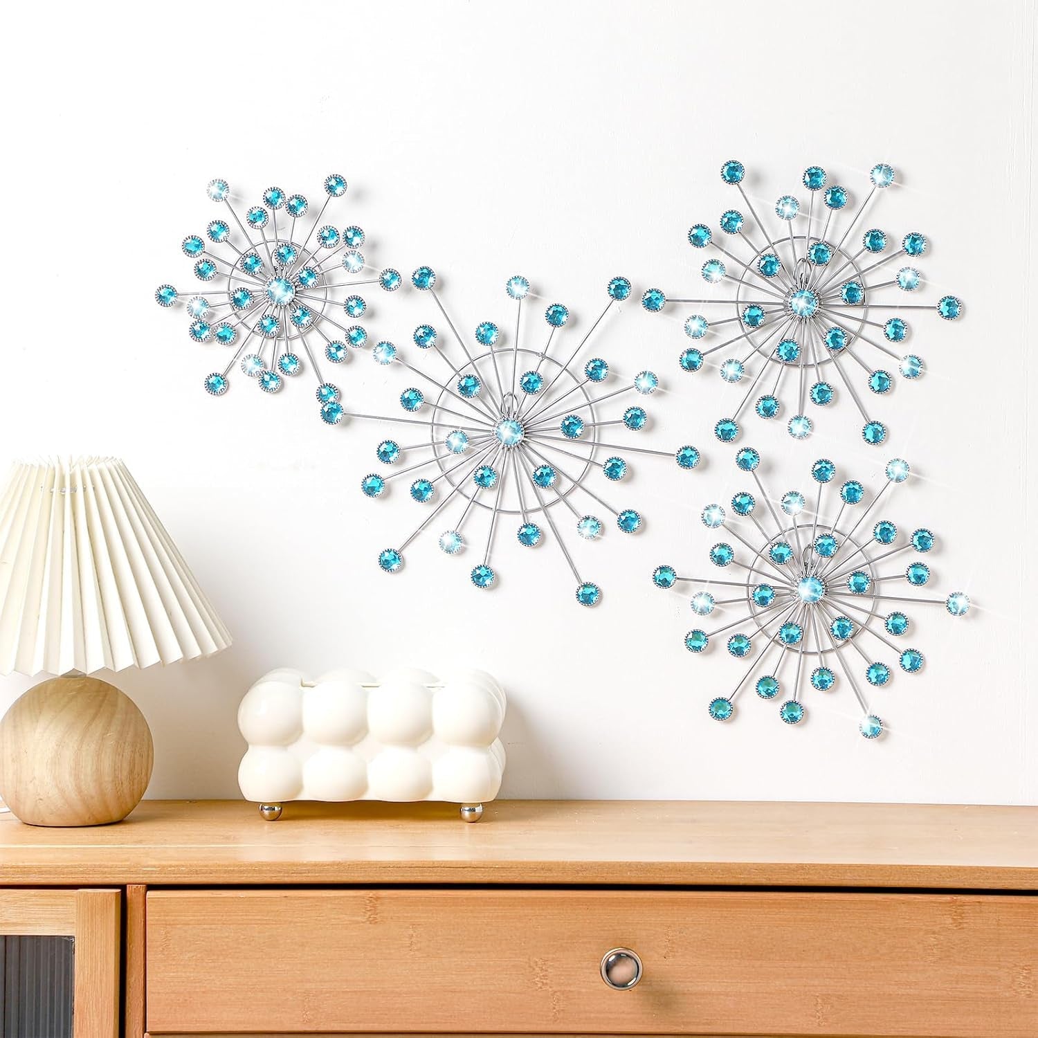 4-pcs-metal-wall-decor-bling-crystal-wall-art-cast-iron-rhinestones-sunburst-decor-starburst-art-hanging-diamond-accents-home-decorative-for-living-room-bedroom-entryway-blue