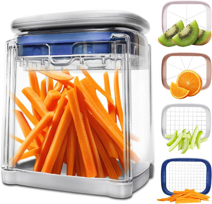 French Fry Cutter with 4 Blades Stainless Steel Manual Potato Chopper Gray1