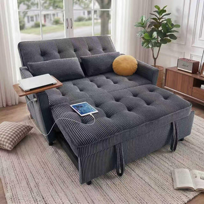 55'' Sleeper Sofa Bed, Convertible Pull Out Couch(Darkgrey)1