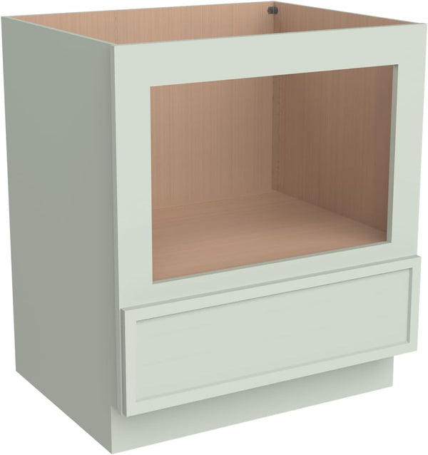 Solid Wood RTA 30" Microwave Base Cabinet,Kitchen Oven Cabinet - with 1 Full Overlay Drawer (Frame Dimension: 24''W*16''H) (Jade Green, 30" Width X 24" Depth X 34 1/2" Height)4