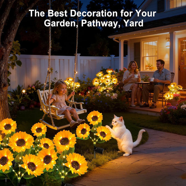 Solar Lights Outdoor Garden Decor - Upgraded 3 Pack with 9 Sunflower Lights, Waterproof Solar Outdoor Lights Auto On/Off Solar Decorative Lights for Garden, Patio, Backyard7