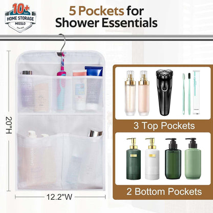 Shower Caddy Organizer 5 Pockets Roll up Hanging Bathroom Accessories Storage for Camper, RV, Gym, Cruise, Cabin, College Dorm Shower, Small2