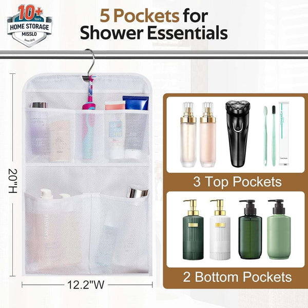 Shower Caddy Organizer 5 Pockets Roll up Hanging Bathroom Accessories Storage for Camper, RV, Gym, Cruise, Cabin, College Dorm Shower, Small2