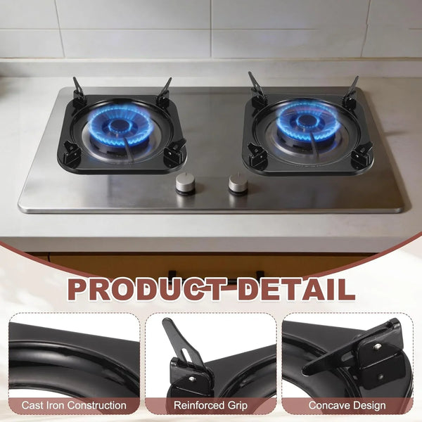 Wok Ring for Gas Stove, 4.9 Inch Cast Iron Gas Stove Rack Wok Support Ring Square Cooktop Solid Stand Brackets Replacement Accessories for Home Kitchen Burner, Black3