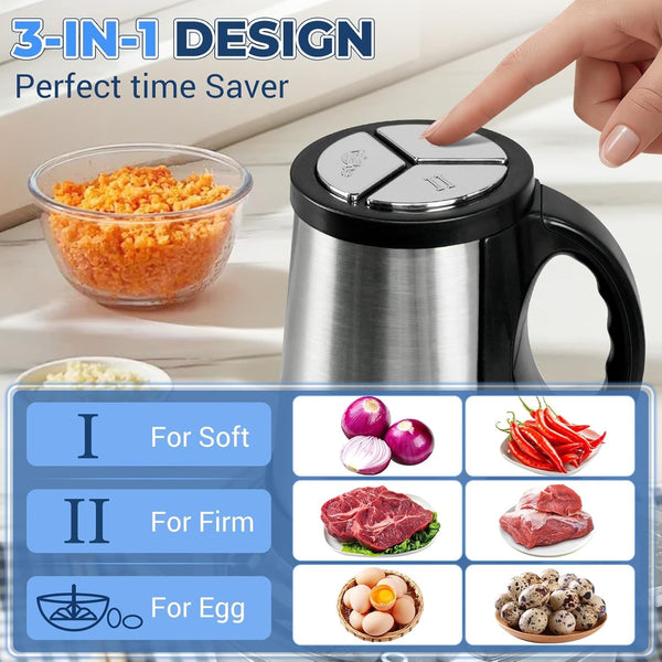 Food Processor-2 Bowls (8Cups+8Cups),800W Food Chopper Meat Grinder | 【2 Sets Stainless Steel Blade】【Pure Copper Motor】Small Food Processor for Meat,Vegetable,Garlic,Onion,Chicken Shredder7