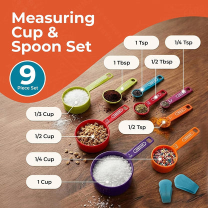 Color 9-Piece Measuring Cups and Spoons Set, Set of 93