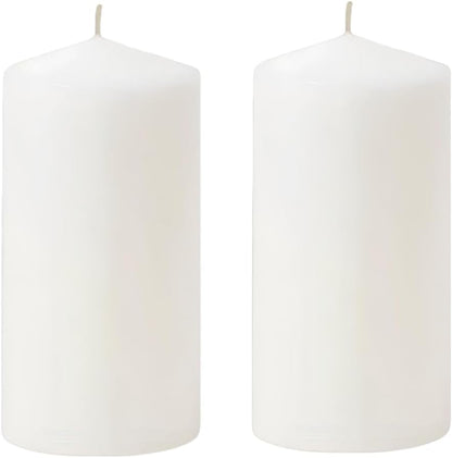 White Pillar Candle Set 2 Unscented White Candles Decoration 2.36" X 5.9"1