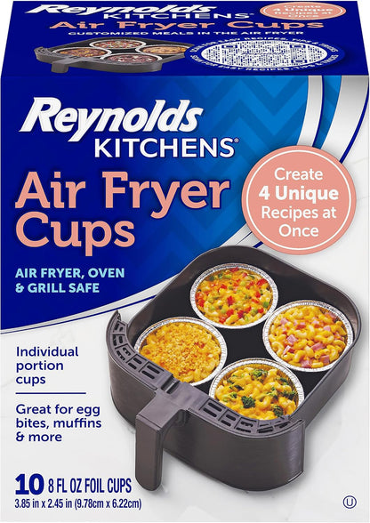 Kitchens Disposable Air Fryer Cups, 10Pk, 8Fl Oz | Individual Portion Baking Cups, Air Fryer, Oven, and Grill Safe, Great for Quick Meal Prep, Egg Bites, Muffins, and More1