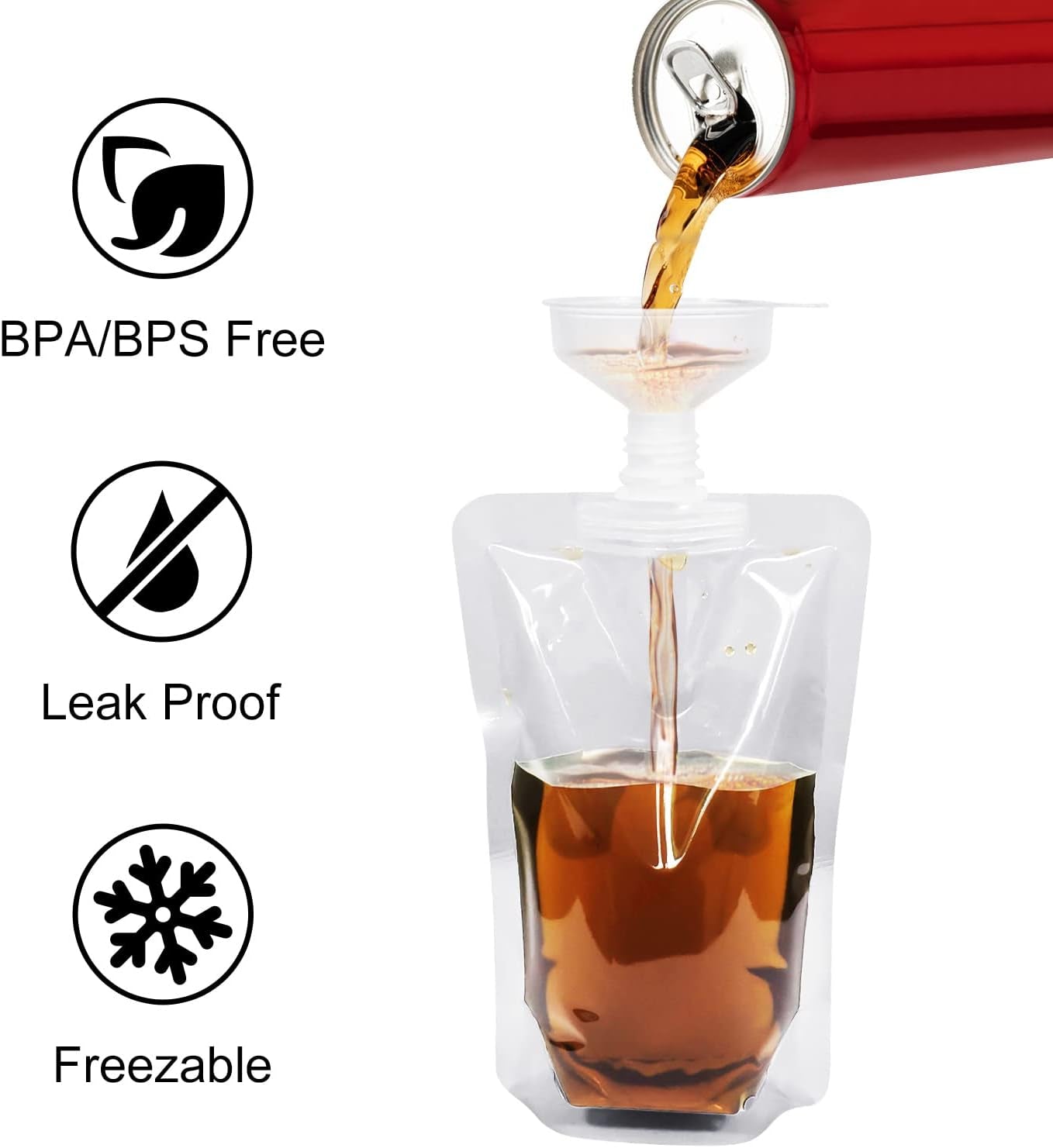 plastic-pouches-leak-proof-reusable-flexible-juice-bags-bpa-free-for-travel-outdoor-sports-concerts-events-8oz-10pcs-2-funnels
