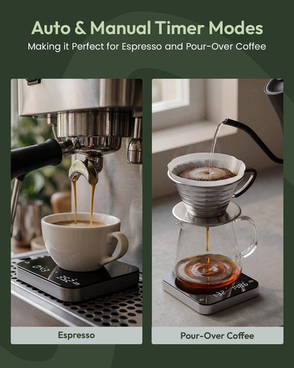 S2 Espresso Coffee Scale with Timer 0.1G Precision Shot Scale | USB-C Rechargeable, Dual Timing Modes, 2Kg/0.1G Digital Scale with Borosilicate Glass Top for Espresso and Pour-Over Brewing4