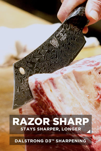 8" Crixus Chef & Cleaver Hybrid — V12 Ultra™ Japanese Steel — Hardest Build — for Bone-In Cuts & Chef Work — Black & Red Damascus, Honeycomb Handle, Scorpion, Customer Support2