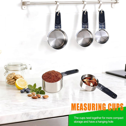 Magnetic Handles 5 Piece Stainless Steel Measuring Cups, Black, Kitchen Gadgets for Measure Liquid and Dry Ingredients, Cooking & Baking2