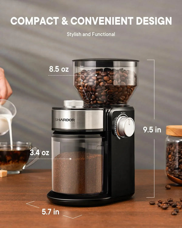 Electric Burr Coffee Grinder 2.0, Automatic Coffee Bean Grinder for Home Use, Adjustable Burr Mill with 16 Precise Settings for Espresso & French Press, Glossy Black6