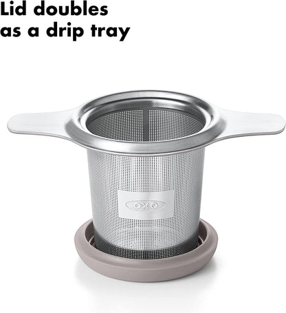 OXO Brew Tea Strainer Basket - Fine Mesh, Stainless Steel | for Loose Leaf Tea, Fits Mugs and Teapots, Stainless Steel, Dishwasher Safe, Tea Accessories4