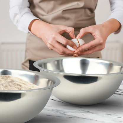 8 Quart, Set of 2, Mixing Bowls, Stainless Steel, Professional Chef, Commercial Kitchen, 13.25 Inches Diameter, Flat Base3