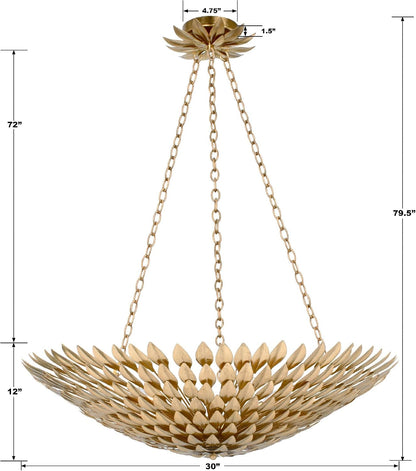Broche 8 Light Antique Gold Chandelier6