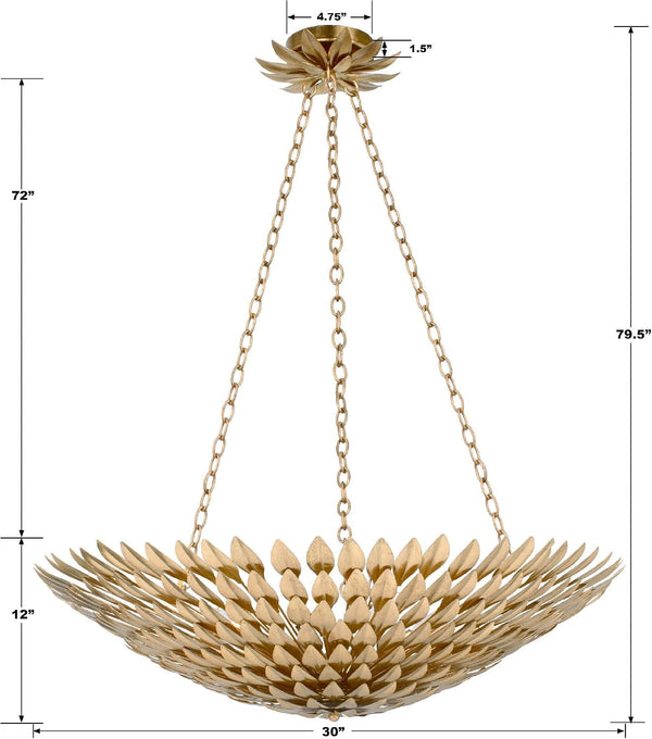Broche 8 Light Antique Gold Chandelier6
