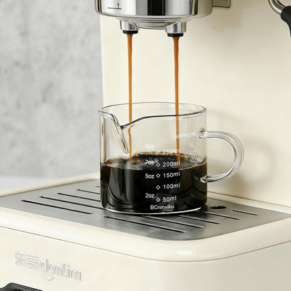 Espresso Cup Measuring Cup Triple Pitcher Milk Cup 250ML/8.5OZ Espresso Cups with Handle Shot Glass with V-Shaped Mouth Clear Accessories Milk Frothing Pitcher (1)4