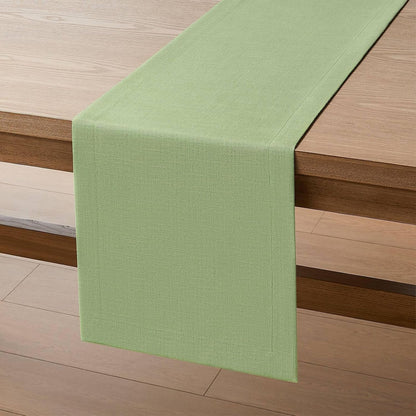 Linen Textured Border Table Runner, 14 X 36 Inch Green7