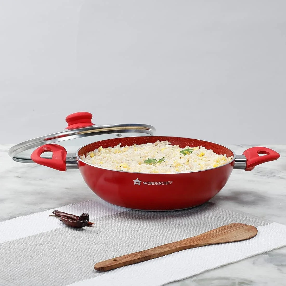 royal-velvet-non-stick-pfoa-free-and-nickel-free-aluminum-indian-chinese-cuisine-stir-fry-wok-with-lid-26cm-red