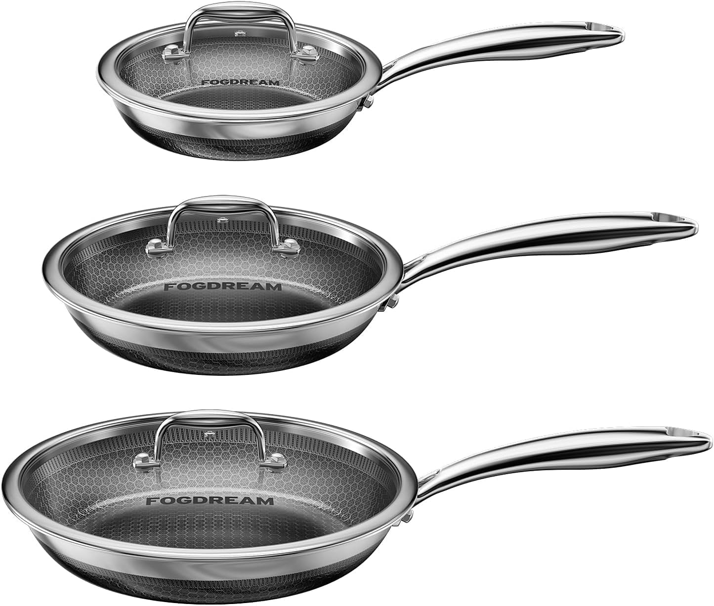 8-10-12-inch-stainless-steel-frying-pan-set-with-lid-honeycomb-hybrid-nonstick-skillet-for-induction-all-cooktops-pfas-pfoa-ptfe-free-oven-safe-500-f-silver