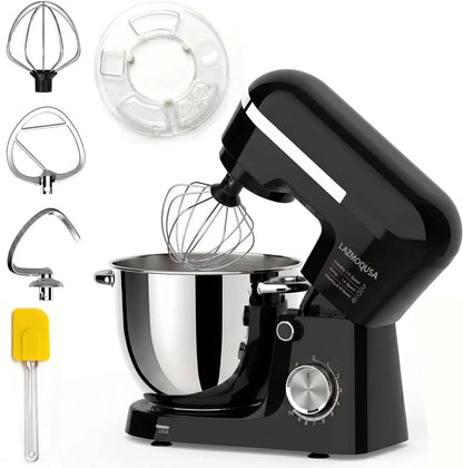 6In1 Stand Mixer with 6.5 Quart Bowl, 660W 10+P Speeds Kitchen Food Mixer Tilt-Head Bread Dough and Cake Mixers for Home Daily Use (Black)1