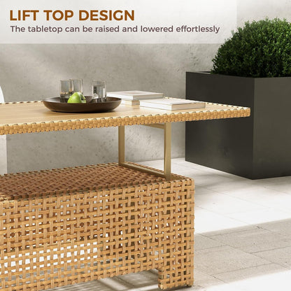 12-Piece Patio Wicker Furniture Set with Lift Top Coffee Storage Table, Outdoor Conversation Set Sectional Sofa with Water Resistant Thick Cushions, Cream3