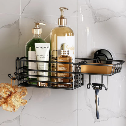 Shower Caddy Suction Cup with Hooks and Soap Holder, Black1