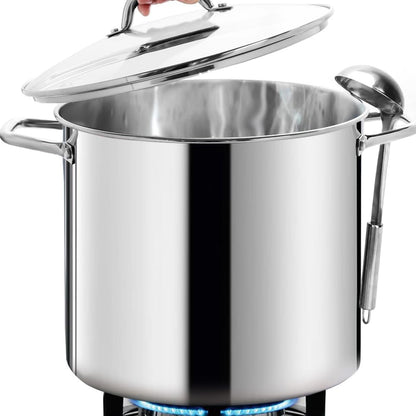 LARGE STOCK POT 24 Quart with Lid - Nickel Free Stainless Steel Cookware Stockpot 24 Quart - Healthy Cookware Polished Stockpots - Heavy Duty Induction Pot Soup Pot with Lid1