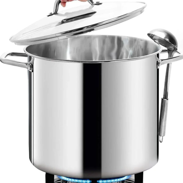 LARGE STOCK POT 24 Quart with Lid - Nickel Free Stainless Steel Cookware Stockpot 24 Quart - Healthy Cookware Polished Stockpots - Heavy Duty Induction Pot Soup Pot with Lid1