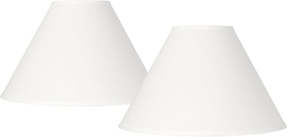 Large White Linen Chimney Lamp Shades 6X17X10 (Spider) Set of 2 | 6" Top X 17" Bottom X 10" High Replacement for Table + Floor Lamps Empire Shade Pre-Assembled Harp + Finial Fitting1