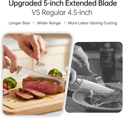 15-Pcs Knife Set, High Carbon Steel Ultra Sharp, Natural Pro | Forged Stainless Steel Chef Knives, Elegant Knife Block Set, Dishwasher-Safe & Razor-Sharp9