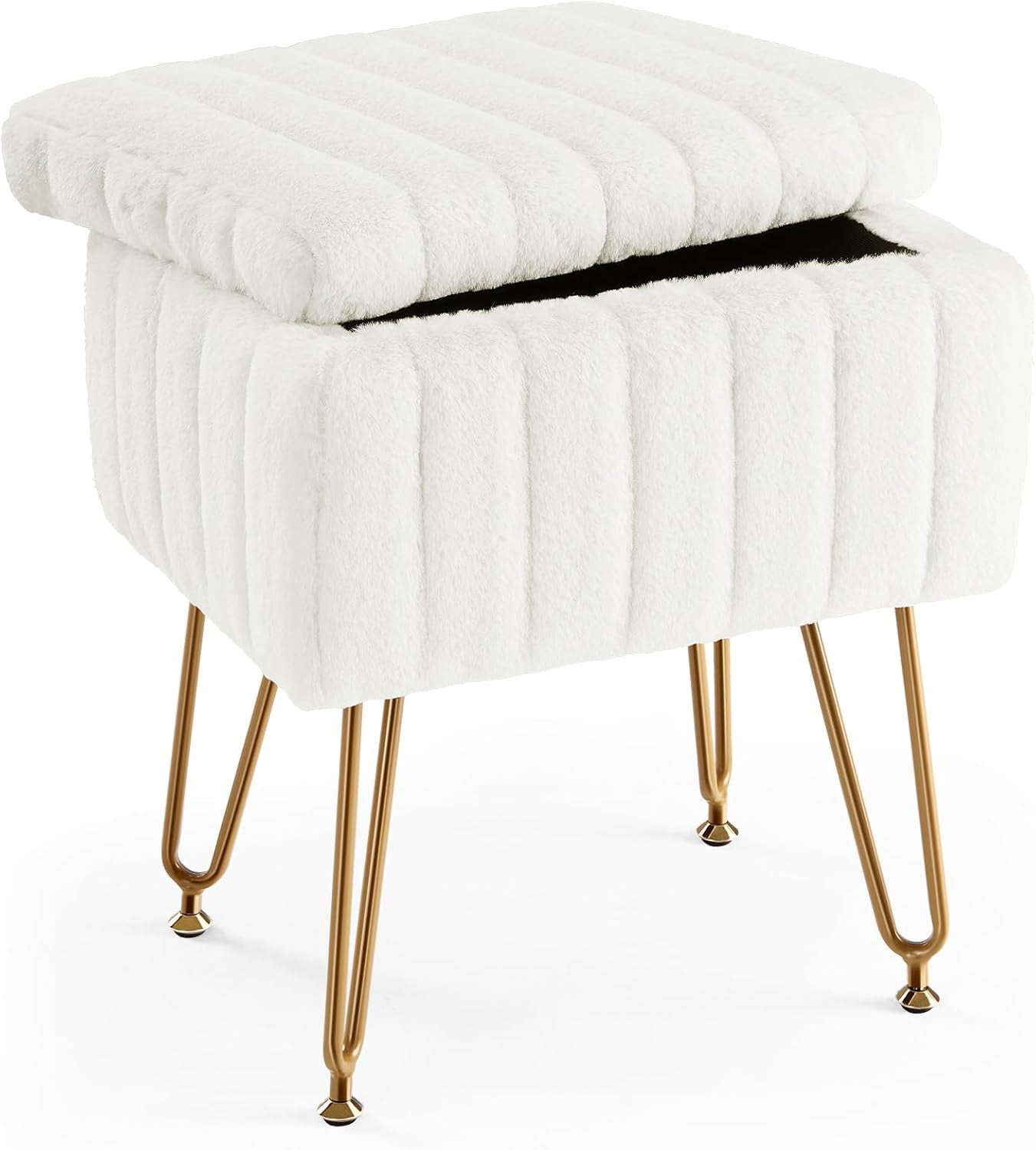 vanity-stool-chair-with-storage-ottoman-faux-fur-soft-padded-makeup-footstools-seat-with-4-metal-legs-anti-slip-adjustable-feet-modern-cute-small-footrest-for-home-entryway-bedroom-white